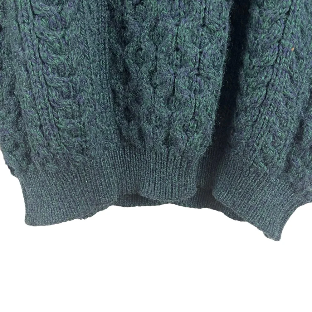 Vintage Avoca Collection Green Chunky Cable Knit Pullon Crewneck Sweater 2XL